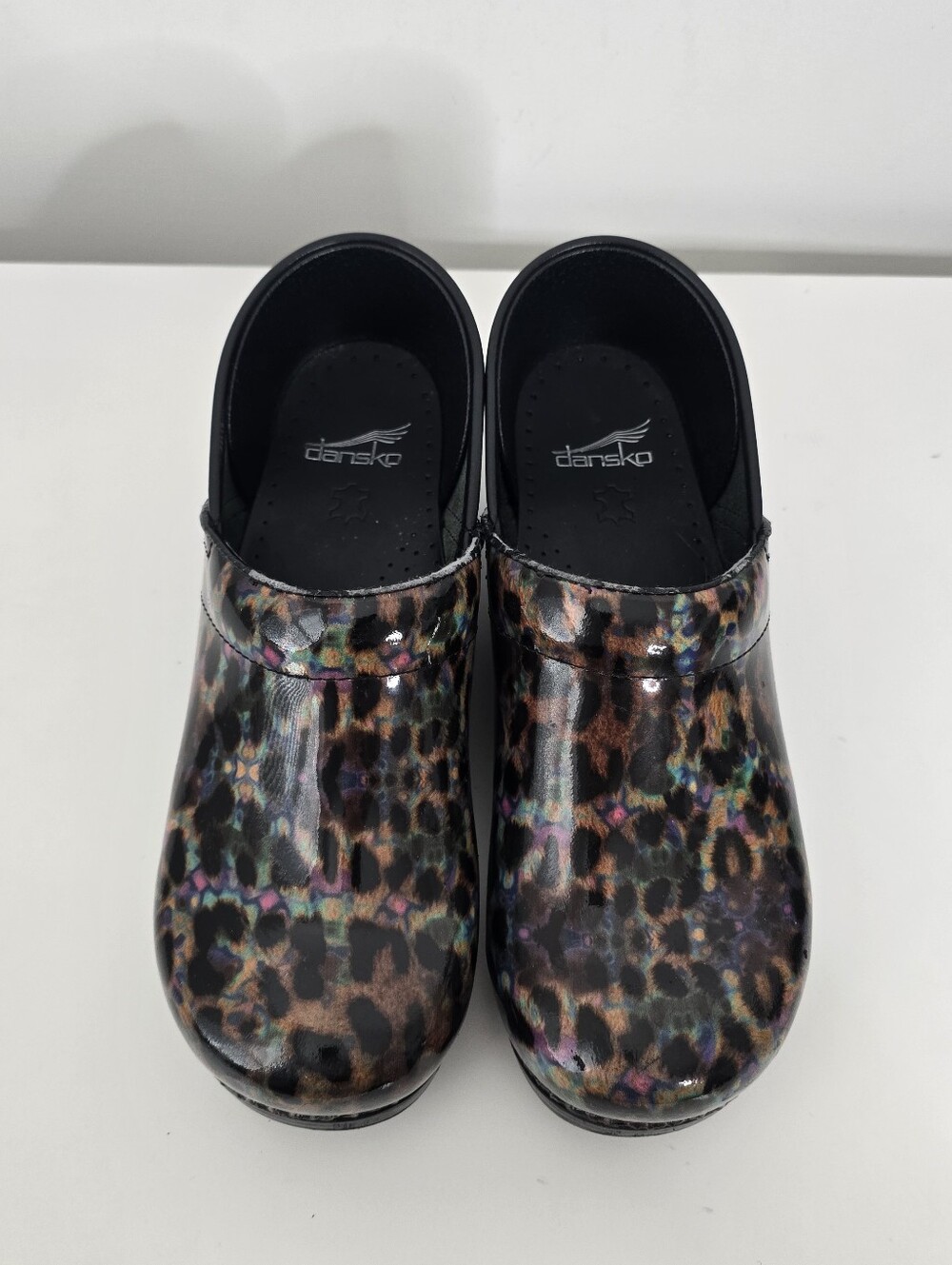 Dansko Professional Iridescent Leopard Rainbow Clogs Patent Leather Mule Size 40 - Picture 2 of 12